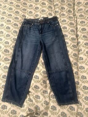 NWT Loft Curvy High Rise Barrel Jeans in Dark Wash Size 4/27